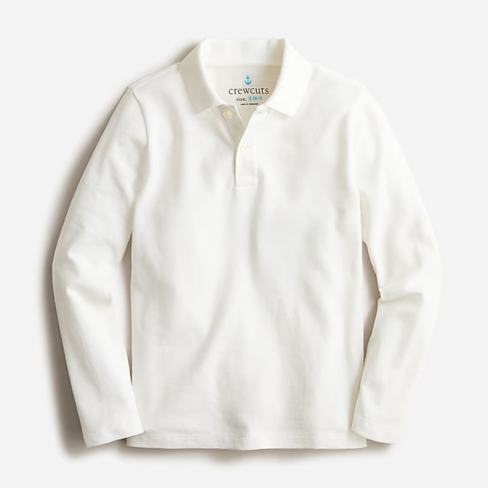 J. Crew NWT crewcuts Kids' long-sleeve piqué polo shirt white size‎ XL